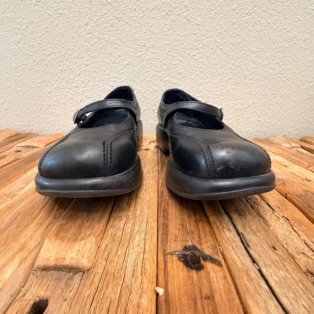 Dansko Black Leather Mary Jane Platform Shoes Women Size 7